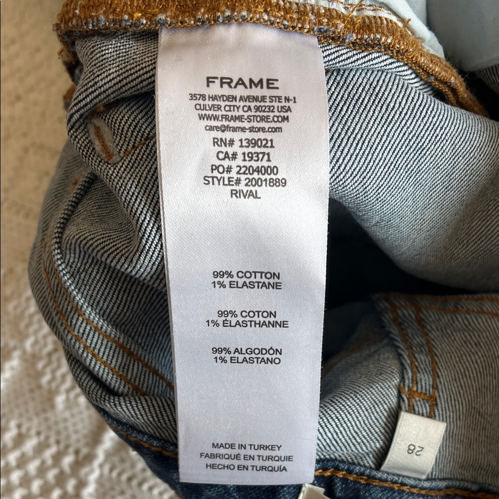FRAME The Wide high-rise ankle wide-leg raw hem jeans in Rival Sz 28 - Picture 10 of 13